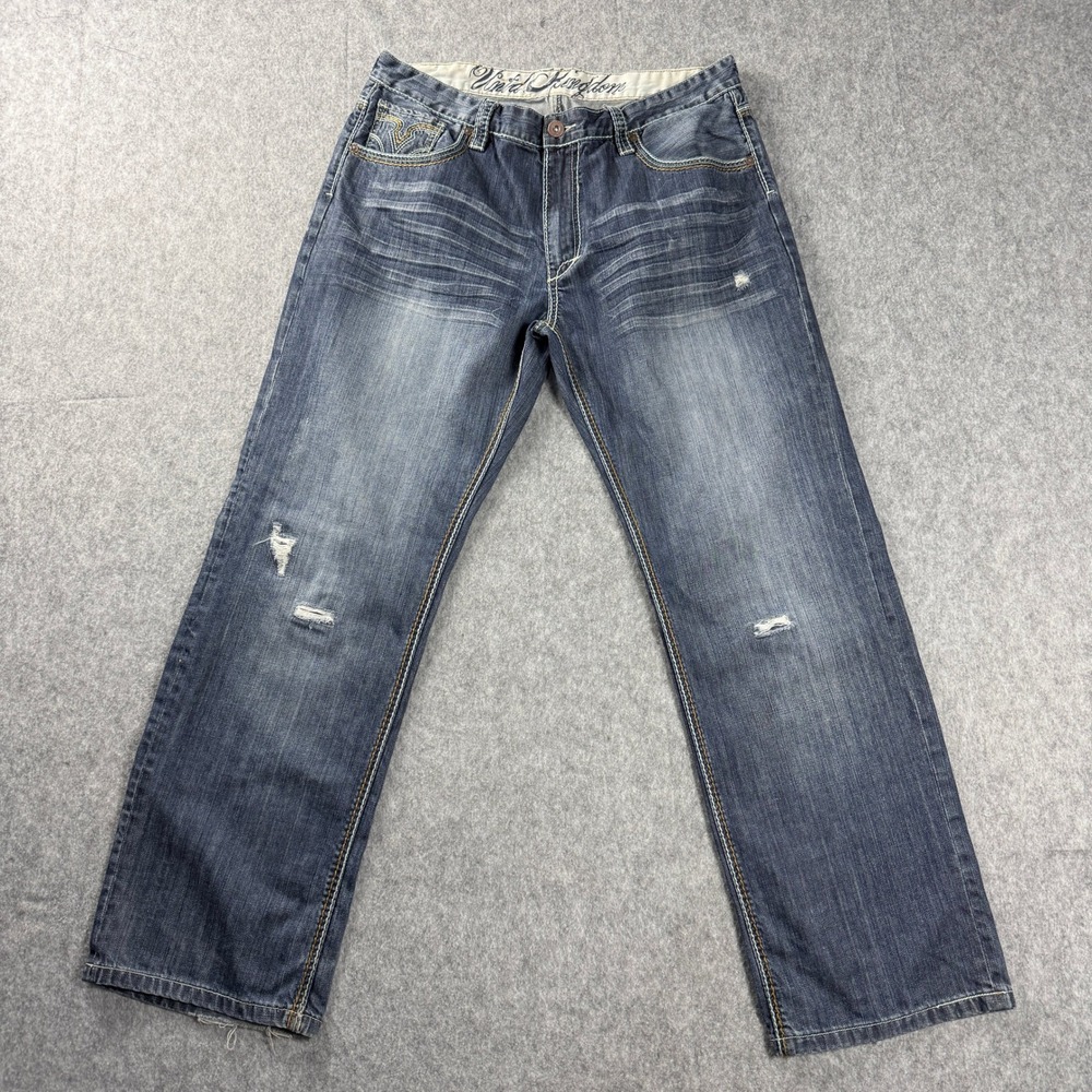 Vintage Pepe Jeans Jeans Mens‎ 36x32 Blue Crosshatch Straight Leg Distressed